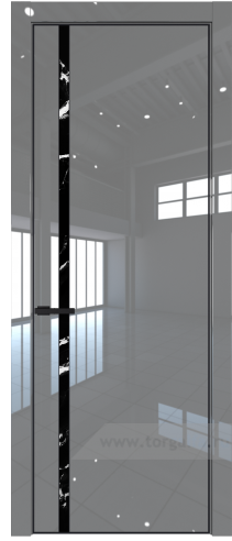 Дверь со стеклом ProfilDoors 21LE Нефи черный узор серебро с кромкой Черный матовый RAL9005 (Грей люкс)