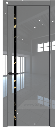 Дверь со стеклом ProfilDoors 21LE Нефи черный узор золото с кромкой Черный матовый RAL9005 (Грей люкс)