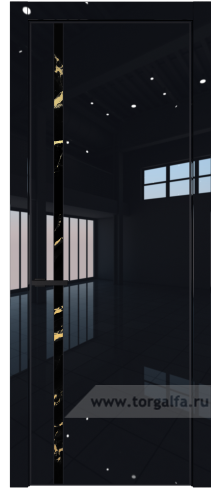 Дверь со стеклом ProfilDoors 21LE Нефи черный узор золото с кромкой Черный матовый RAL9005 (Черный люкс)