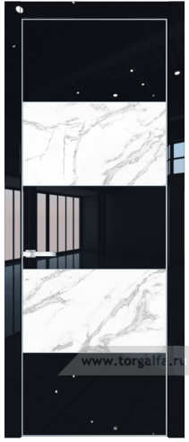 Дверь со стеклом ProfilDoors 22LE Нефи белый узор серебро с кромкой Серебро (Черный люкс)