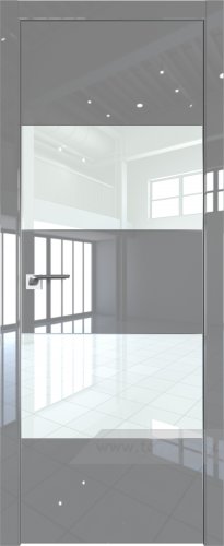 Дверь со стеклом ProfilDoors 22LE Lacobel Белый лак с кромкой Серебро (Грей люкс)