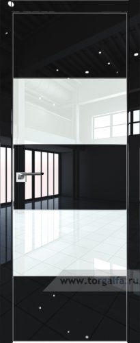 Дверь со стеклом ProfilDoors 22LE Lacobel Белый лак с кромкой Серебро (Черный люкс)