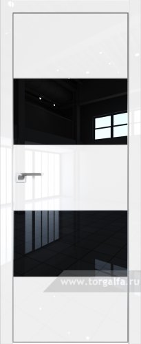 Дверь со стеклом ProfilDoors 22LE Lacobel Черный лак с кромкой Серебро (Белый люкс)