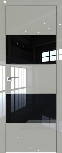 Дверь со стеклом ProfilDoors 22LE Lacobel Черный лак с кромкой Серебро (Галька люкс)