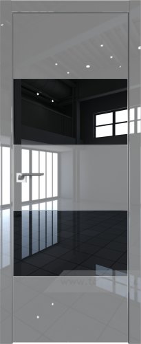 Дверь со стеклом ProfilDoors 22LE Lacobel Черный лак с кромкой Серебро (Грей люкс)