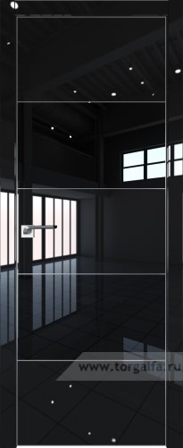 Дверь со стеклом ProfilDoors 22LE Lacobel Черный лак с кромкой Серебро (Черный люкс)