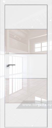 Дверь со стеклом ProfilDoors 22LE Lacobel Перламутровый лак с кромкой Серебро (Белый люкс)