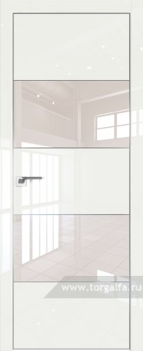 Дверь со стеклом ProfilDoors 22LE Lacobel Перламутровый лак с кромкой Серебро ( ДаркВайт люкс)