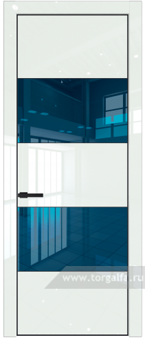 Дверь со стеклом ProfilDoors 22LE Зеркало Blue с кромкой Черный матовый RAL9005 ( ДаркВайт люкс)