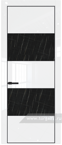 Дверь со стеклом ProfilDoors 22LE Неро мрамор с кромкой Черный матовый RAL9005 (Белый люкс)