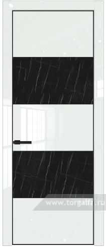 Дверь со стеклом ProfilDoors 22LE Неро мрамор с кромкой Черный матовый RAL9005 ( ДаркВайт люкс)