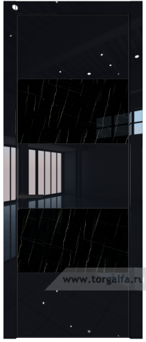 Дверь со стеклом ProfilDoors 22LE Неро мрамор с кромкой Черный матовый RAL9005 (Черный люкс)