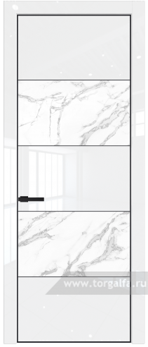 Дверь со стеклом ProfilDoors 22LE Нефи белый узор серебро с кромкой Черный матовый RAL9005 (Белый люкс)