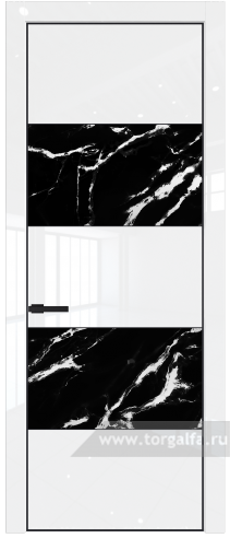 Дверь со стеклом ProfilDoors 22LE Нефи черный узор серебро с кромкой Черный матовый RAL9005 (Белый люкс)