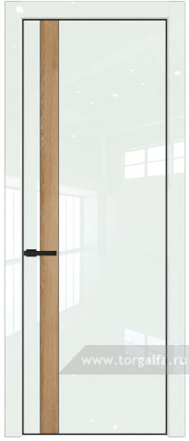 Глухая дверь ProfilDoors 18LE вставка Дуб Карамель с кромкой Черный матовый RAL9005 ( ДаркВайт люкс)