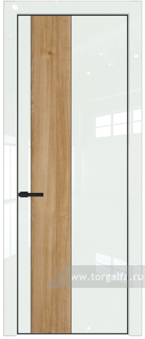 Глухая дверь ProfilDoors 19LE вставка Дуб Карамель с кромкой Черный матовый RAL9005 ( ДаркВайт люкс)