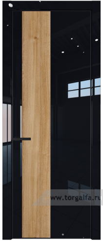 Глухая дверь ProfilDoors 19LE вставка Дуб Карамель с кромкой Черный матовый RAL9005 (Черный люкс)