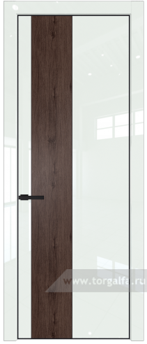 Глухая дверь ProfilDoors 19LE вставка Дуб Тобакко с кромкой Черный матовый RAL9005 ( ДаркВайт люкс)