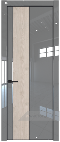 Глухая дверь ProfilDoors 19LE вставка Каштан светлый с кромкой Черный матовый RAL9005 (Грей люкс)