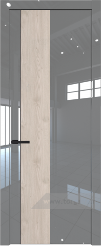 Глухая дверь ProfilDoors 19LW вставка Каштан светлый с молдингом Черный матовый (Грей люкс)