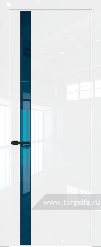 Дверь со стеклом ProfilDoors 18LW Зеркало Blue с молдингом Черный матовый (Белый люкс)