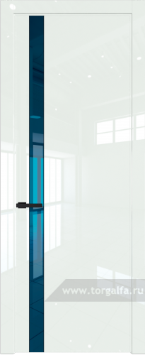 Дверь со стеклом ProfilDoors 18LW Зеркало Blue с молдингом Черный матовый ( ДаркВайт люкс)