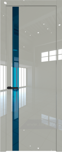 Дверь со стеклом ProfilDoors 18LW Зеркало Blue с молдингом Черный матовый (Галька люкс)