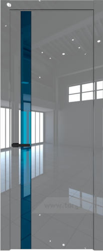 Дверь со стеклом ProfilDoors 18LW Зеркало Blue с молдингом Черный матовый (Грей люкс)