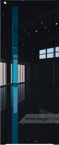 Дверь со стеклом ProfilDoors 18LW Зеркало Blue с молдингом Черный матовый (Черный люкс)