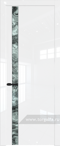 Дверь со стеклом ProfilDoors 18LW Атриум серебро с молдингом Черный матовый (Белый люкс)