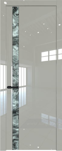 Дверь со стеклом ProfilDoors 18LW Атриум серебро с молдингом Черный матовый (Галька люкс)