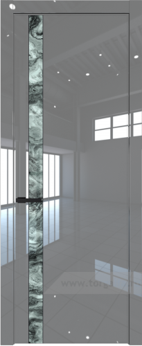 Дверь со стеклом ProfilDoors 18LW Атриум серебро с молдингом Черный матовый (Грей люкс)