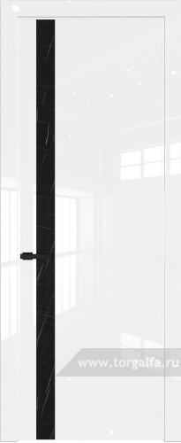 Дверь со стеклом ProfilDoors 18LW Неро мрамор с молдингом Черный матовый (Белый люкс)