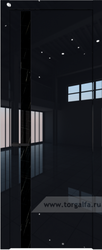 Дверь со стеклом ProfilDoors 18LW Неро мрамор с молдингом Черный матовый (Черный люкс)