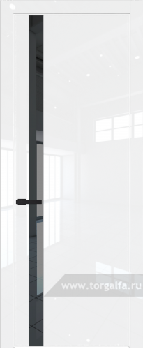 Дверь со стеклом ProfilDoors 18LW Зеркало Grey с молдингом Черный матовый (Белый люкс)