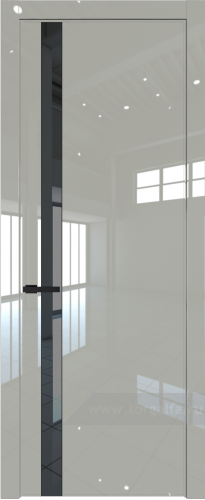 Дверь со стеклом ProfilDoors 18LW Зеркало Grey с молдингом Черный матовый (Галька люкс)