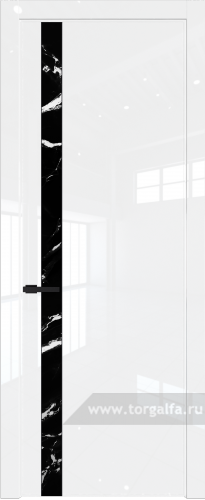 Дверь со стеклом ProfilDoors 18LW Нефи черный узор серебро с молдингом Черный матовый (Белый люкс)