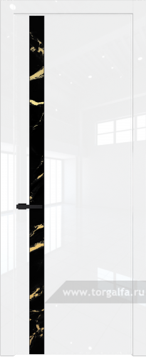 Дверь со стеклом ProfilDoors 18LW Нефи черный узор золото с молдингом Черный матовый (Белый люкс)