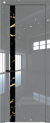 Дверь со стеклом ProfilDoors 18LW Нефи черный узор золото с молдингом Черный матовый (Грей люкс)