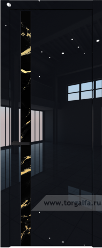 Дверь со стеклом ProfilDoors 18LW Нефи черный узор золото с молдингом Черный матовый (Черный люкс)