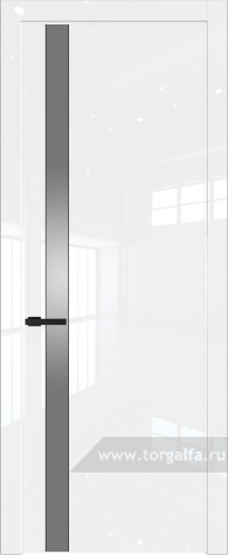 Дверь со стеклом ProfilDoors 18LW Lacobel Серебряный лак с молдингом Черный матовый (Белый люкс)