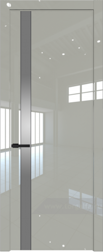 Дверь со стеклом ProfilDoors 18LW Lacobel Серебряный лак с молдингом Черный матовый (Галька люкс)