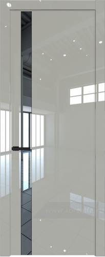 Дверь со стеклом ProfilDoors 18LW Зеркало с молдингом Черный матовый (Галька люкс)