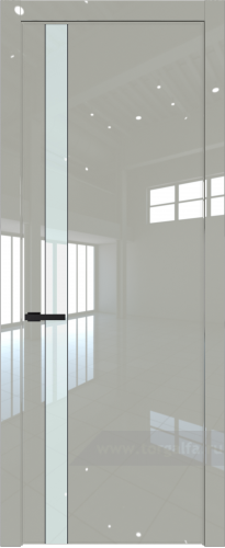 Дверь со стеклом ProfilDoors 18LW Lacobel Белый лак с молдингом Черный матовый (Галька люкс)