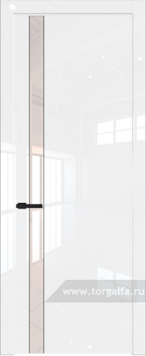 Дверь со стеклом ProfilDoors 18LW Lacobel Перламутровый лак с молдингом Черный матовый (Белый люкс)