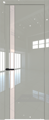 Дверь со стеклом ProfilDoors 18LW Lacobel Перламутровый лак с молдингом Черный матовый (Галька люкс)