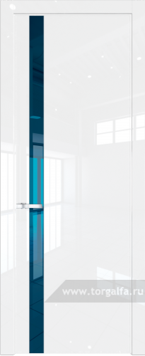Дверь со стеклом ProfilDoors 18LW Зеркало Blue с молдингом Серебро (Белый люкс)