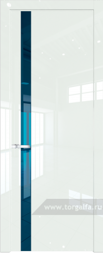 Дверь со стеклом ProfilDoors 18LW Зеркало Blue с молдингом Серебро ( ДаркВайт люкс)