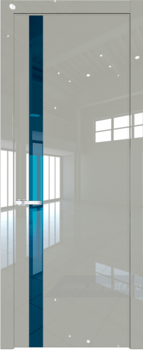 Дверь со стеклом ProfilDoors 18LW Зеркало Blue с молдингом Серебро (Галька люкс)