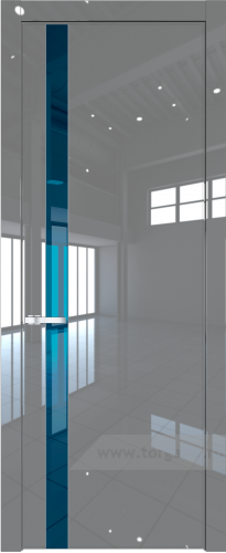 Дверь со стеклом ProfilDoors 18LW Зеркало Blue с молдингом Серебро (Грей люкс)
